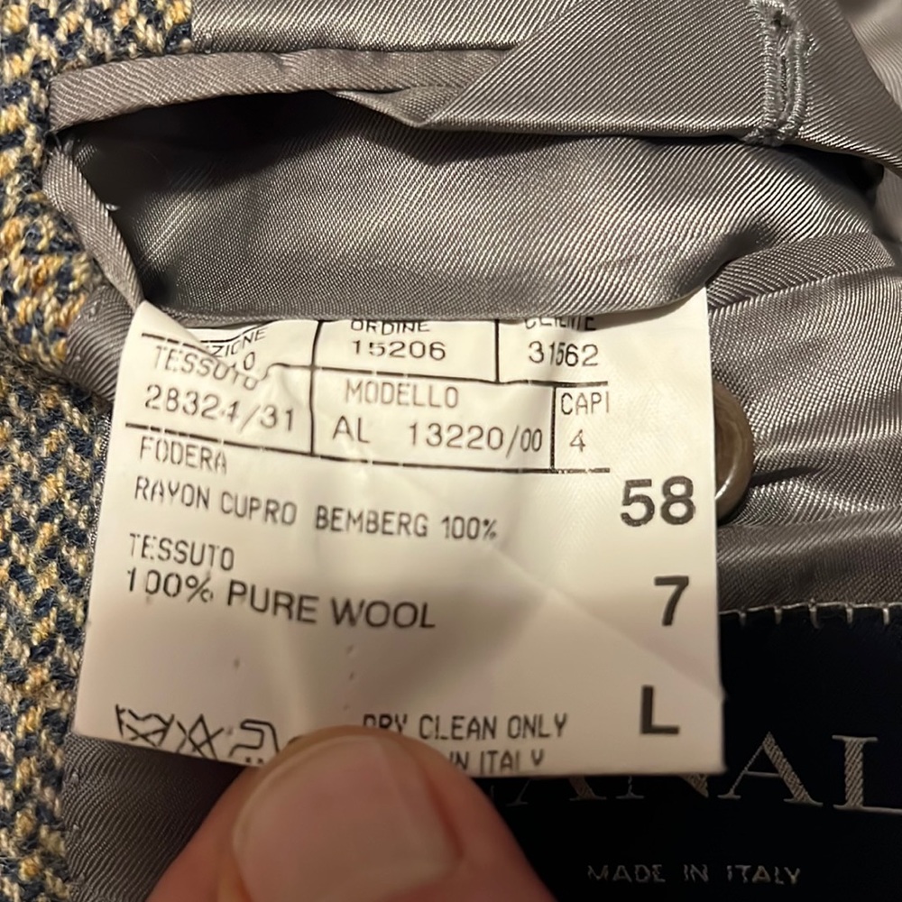 Canali 2 button sport coat 100% wool